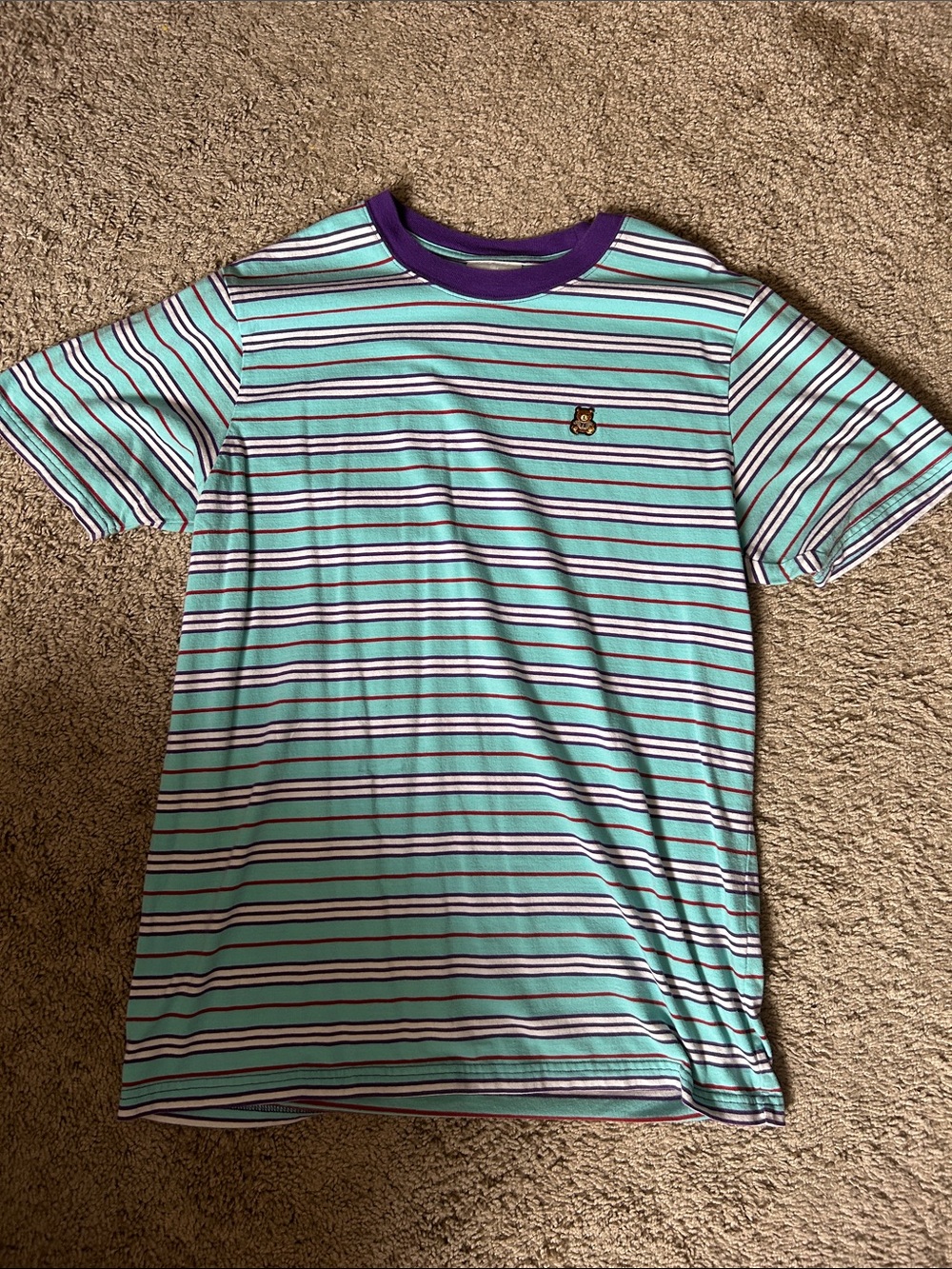 Teddy Fresh Mint Green, Purple & White Striped Short Sleeve Tee